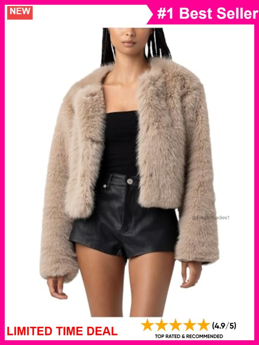 Faux Fur Collarless Jacket Long Sleeve Anorak Fall